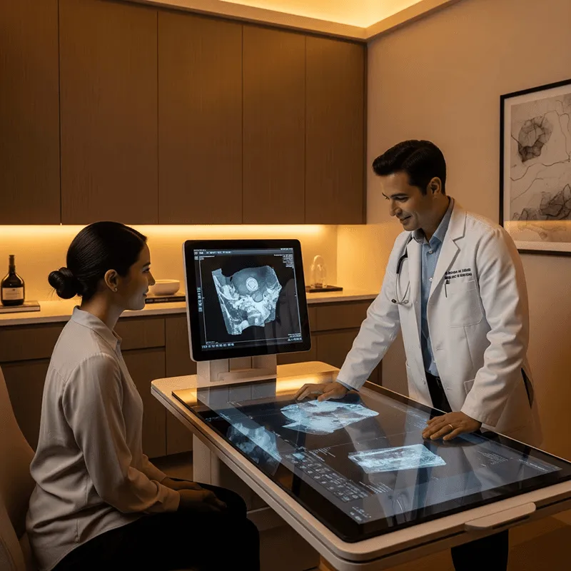 Doctor with AI powered medical imaging